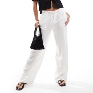 Mango White Linen Pants